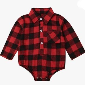Flannel Long Sleeve Plaid Romper Baby